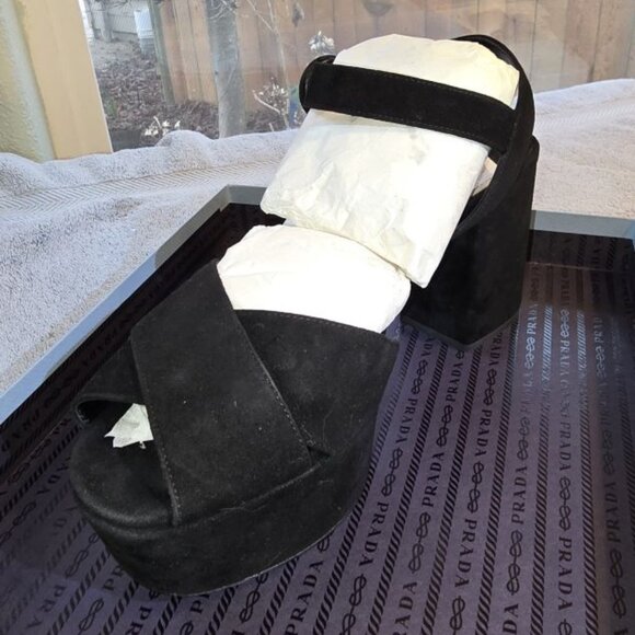 Prada Black Suede Ankle Wrap (40)